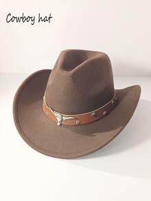 1 Women's Polyester Western Cowboy Hat, Unisex Vintage Style Hat, Silver Round Shape Decoration, Suitable For Daily Casual Wear, Western Cowboy Party, Bar Cowboy (One Size Fits All) - Multicolor - View 13