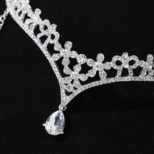 Elegant Water Drop Pendant Crown Bridal Wedding Crown Party Banquet Headpiece - Silver - View 5