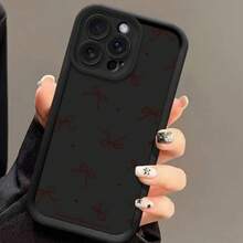 Case For IPhone 17 Pro Max 16 Plus 15 14 13 12 11 Air E Bowknot Pattern Drop Protection Shockproof Soft Silicone Smartphone Cover For IPhone 17 Pro - 酒紅色 - 查看 5