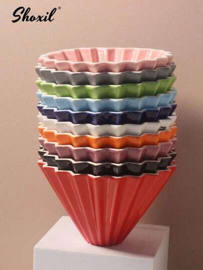 shoxil 1pc Ceramic Coffee Filter Dripper, Cupcake Pour Over Coffee Filter, Permanent Hand Brewed Coffee Filter Cup Coffee Funnel, Coffee Accessories