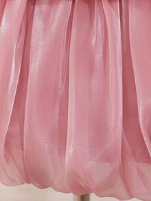 Young Girls' Rose Ruffle Organza Elegant Birthday Party Princess Dress, Suitable For Party, Evening, Flower Girl, Does Not Include Headband - Dusty Pink - View 9