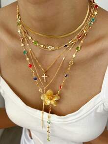 Bộ dây chuyền mặt dây chuyền đính đá lấp lánh kiểu đồng xu cổ điển, sang trọng, gồm 25 mặt dây chuyền hình thánh giá, ngôi sao, mặt trăng, hoa, mặt trời, trái tim, quả anh đào, giọt nước, vỏ sò, tua rua, hình chữ Y, kiểu vòng cổ ôm sát cổ, phù hợp cho nữ, dịp lễ, tiệc tùng, đeo hàng ngày, kỷ niệm, quà tặng ngày Valentine (mặt dây chuyền ngẫu nhiên). - Nhiều màu - Xem 4