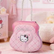 Miniso 1pc Sanrio Hello Kitty Shiny Party Series - Asymmetrical Pearl Handle Notebook, Durable PU Material Pearl Handle Design, Suitable For Students, Office And Creative Diary Use - Pink - View 5