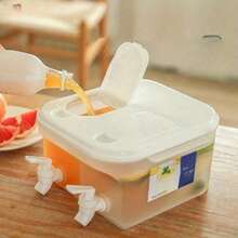 Summer Large 5L Cold Kettle Refrigerator With Faucet Lemonade Bottle Drinker Kettle Kettle Drink Dispenser Home Cold Kettle Bucket - White - View 9