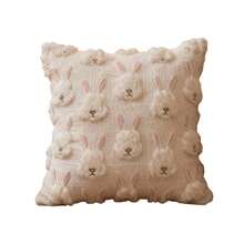 Fundas de cojín de Pascua con bordado de huevo de conejo de peluche para decoración de fiestas. - Multicolor - Ver 6