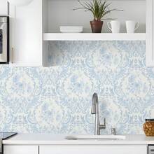 1 Roll French Light Blue Floral Self-Adhesive Wallpaper - Peel And Stick, Removable, European Palace Style Floral, Suitable For Living Room, Bedroom, Dining Room, TV Background Wall, Home Decor, Cabinet, Bookshelf, Furniture Renovation, 17.32in Wide, Renter-Friendly, Home DIY Decor, Holiday Atmosphere Wallpaper, Valentine's Day, Ramadan - Flowers - View 9