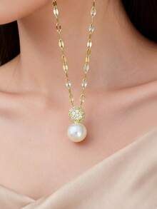 1 set elegant halsband med fuskpärlor och zirkonia + örhängen, set med halsband och örhängen för kvinnor, fint chokerhalsband, lämplig för vardagsbruk, julklapp, sommarsemester, frieri, alla hjärtans dag-present - Multifärgad - Visa 11