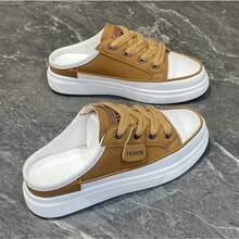 New Casual Slip-On Thick-Soled Half-Slip Sneakers, Comfortable And Fashionable, Daily Wear Street Half-Slip Casual Women's Shoes - Yellow - View 3