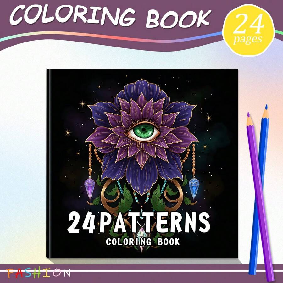 24页骷髅系列涂色书，配有精美插图，是放松身心和欣赏艺术的理想之选。是送给哥特风格女孩的绝佳生日礼物，也适合开学季、情人节、复活节和狂欢节等节日。可用作文具、办公用品或房间装饰。尺寸：7.9 x 7.9 英寸。