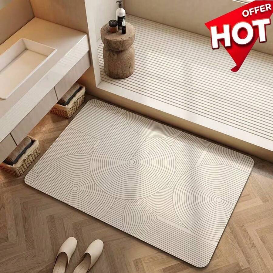 This Minimalist Style Quick-Drying Absorbent Diatom Mud Mat Is Anti-Slip, Soft And Comfortable, Shower, Laundry Room, Bedroom, Entryway And Kitchen. Machine Washable