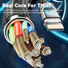 120W LED Digital Display Data Cable, USB To Lightning Cable, Type-C To Lightning Fast Charging Cable, Compatible With IPhone 14 Pro Max/14 Pro/14 Plus/14/13 Pro Max/13 Pro/13 Plus/13/12, Earphones, Tablets - Black - View 6