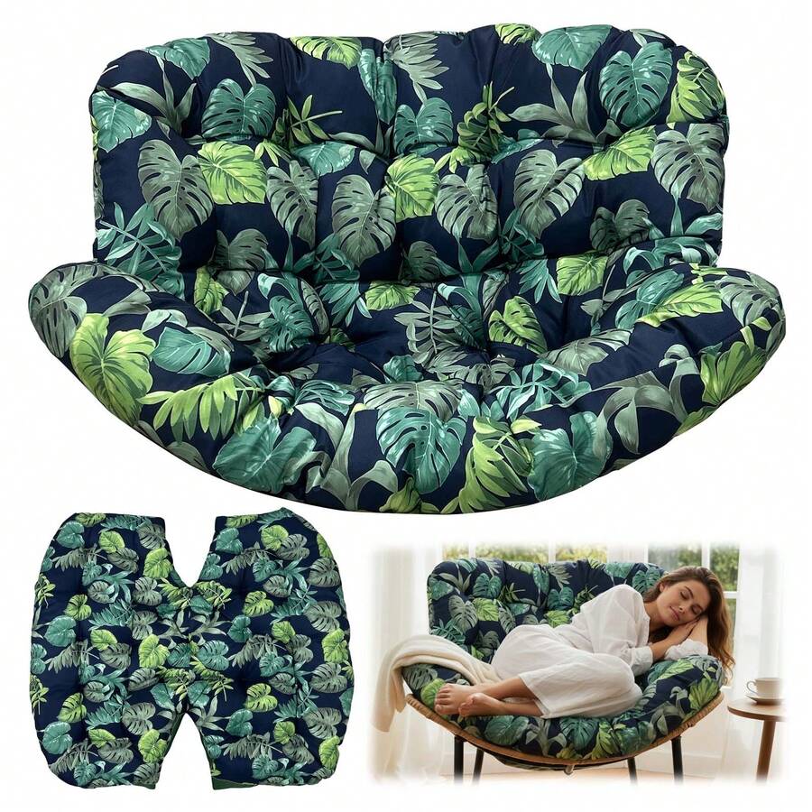Rocking Chair Cushion,Waterproof Wicker Egg Chair Replacement Pad, Hammock Chair Pad, Oversized Multifunctional Wicker Egg Lounge Chair Soft Cushion,Thick Papasan Seat Cushion With Ties For Indoor & Outdoor Patio, Porch, Balcony, Garden Patio Outdoor Rocking Chair Living Room, Comfy Modern Cozy Lounge Rocker Chair Cushion For Balcony Porch Patio - 綠色 - 查看 1
