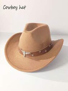 1 Women's Polyester Western Cowboy Hat, Unisex Vintage Style Hat, Silver Round Shape Decoration, Suitable For Daily Casual Wear, Western Cowboy Party, Bar Cowboy (One Size Fits All) - Multicolor - View 11