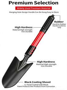 1pc New Reinforced Durable Gardening Tool - Hardened Steel Shovel Head With Non-Slip Rubber Handle - Anti-Rust Ergonomic Design - Suitable For Hard Soil Digging, Transplanting, Weeding And Lawn Repair - A - View 11