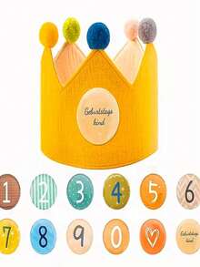 1-9岁儿童皇冠生日帽，波西米亚风毛毡帽套装，派对节日拍照道具宠物服装帽，波西米亚风装饰配件 - 彩色 - 查看 15