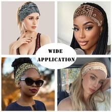 4pcs/5pcs/6PCSCashew Print Headbands For Women Wide Boho Turban Headwrap Cotton Knot Elastic Hairbands Bandeau Sport Workout Hair Accessories - Multicolor - View 3