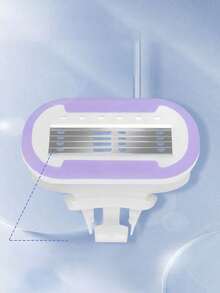 女士脱毛剃刀，适用于腋下、腿部和比基尼部位，便携式剃刀，紫色安全手动剃刀，女士比基尼手动安全剃刀刀片脱毛剃须/5层刀片，不锈钢刀片可更换紫色剃刀头，女孩礼物旅行必备，适合外出 - 彩色 - 查看 4