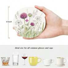 Coasters - Herbs Botanical Thistle Flower - View 6