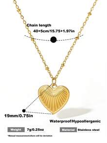 1pc Stainless Steel Gold Heart Pendant Necklace Stackable Necklace Satellite Chain Bead Chain Necklace Minimalist Necklace For Women Gifts - Gold - View 5
