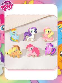 MY LITTLE PONY 1/6 件装全新小马宝莉卡通人物合金吊坠胸针，可爱小马包括萍琪派、云宝黛西、暮光闪闪、柔柔、瑞瑞，可作服装、书包配饰，珐琅徽章，是闺蜜聚会的完美装饰，也是经济实惠的日常艺术装饰品。 - A - 查看 10