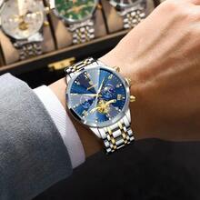 POEDAGAR Luxury Original Men Watch Waterproof Luminous Chronograph Man Wristwatch Stainless Steel Quartz Top Men's Watches Reloj - 金色 - 查看 7