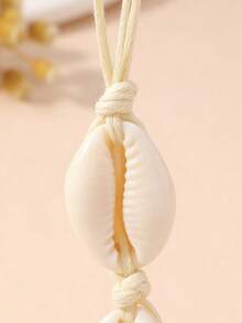 1pc Shell Necklace, Minimalist Bohemian Sea Shell Beach Style Necklace For Women, Unique Gift Idea Suitable For Outdoor Activities - Beige - View 4