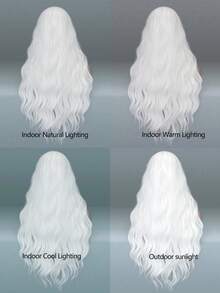28 Inch No Bangs Wig Long Water Wave Curly Bangs Wig Suitable For Women, White Synthetic Role-Playing Wig - Multicolor - View 6