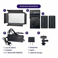 Battery Powered LED Video Photography Light NP-F550/570 600 LEDs - one-size - View 2