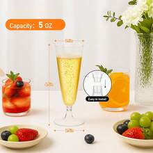 5.5oz Reusable Champagne Flutes, Suitable For Holding Water, Juice, Champagne, Desserts, Ideal For Birthday, Wedding, Holiday, New Year, Party - View 7