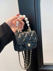1 chiếc túi đeo chéo mini vuông đa năng kiểu retro, túi đeo vai thời trang có dây xích, kiểu dáng mới, chất liệu cao cấp, dây xích đính kim cương, túi đeo vai kiểu son môi, kiểu dáng mini Dopamine, túi xách và túi đeo vai màu trơn. - Túi đeo chéo thời trang - Xem 8