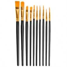 Bộ 10 cọ vẽ cán nhựa màu xanh ngọc trai dùng cho sơn dầu, màu nước và màu bột - Dụng cụ vẽ tranh có thể giặt được - Một cỡ - Xem 10