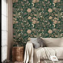 1 Roll 44cm*3/5/10m Self-Adhesive Seamless Removable Waterproof Vinyl Wallpaper, Vintage Luxury Style, Animal & Floral Pattern, Suitable For Indoor Wall Decor, Furniture & Cabinet Renovation - Volume 1 - View 1