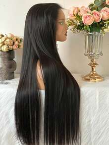 NATAN [耐热蕾丝假发] 13x4 耐热无胶高密度直发蕾丝前假发，女士 - 优雅黑色全自然直发 - 自然色&黑色系 - 查看 3