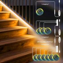 1/3/6pcs COB LED Light Strip, USB Wired Control With Adjustable Brightness, Warm White Light, Display Cabinet LED Light Strip, With Button Control Cabinet Light Back Adhesive That Can Be Cut, Suitable For Shoe Cabinets, Wardrobes, And Display Cabinets, Bedrooms, Ceilings, Stairs, Corridors, Decorative Lighting - USB - View 10