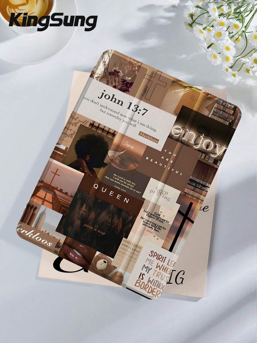 Kingsung Funda protectora para tableta con patrón de patchwork de café y negro, compatible con iPad 9.7/10.2/10.5/10.9/12.9/Pro 11 (10a generación), Galaxy Tab S6 Lite 10.4", Kindle Paperwhite (12a generación, 2024), Kindle (11a generación, 2022), Kobo Clara Color, suave y resistente a golpes, función de soporte inteligente/activación/suspensión automática