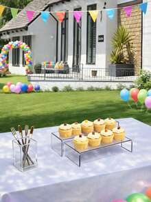 5pcs Reusable Acrylic U-Shaped Display Stand - Cupcake Stand For Desserts, Jewelry, Buffet And Party Supplies. Sturdy, Adjustable And Easy To Assemble. - Clear - View 8