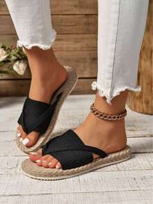 女士时尚沙滩人字拖，大码趾环凉鞋，适合户外度假，露趾拖鞋，女士蝴蝶结装饰平底凉鞋，轻便夏季拖鞋，防滑女士沙滩鞋 - 黑色 - 查看 2