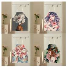 1pc Beautiful Woman Graphic Apron, Creative Funny Fashion Print Home Cleaning Apron, Easy To Wash Kitchen Cooking Apron, Innovative Home Apron - Multicolor - View 12