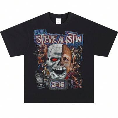 1PC Steve Austin Hell Yeah Broken Skull 316 Wrestling Graphic Women's Ttshirt