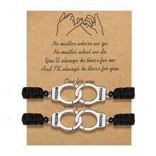 2件/套 新款友谊卡片手链，创意欧美风合金手铐编织手链“Fredoom” - 手鍊 - 查看 6