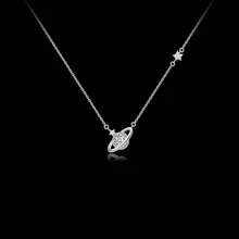 1pc Cosmic Star Planet Necklace For Women, Delicate Design, Elegant Luxury Clavicle Chain, Ins Style - Silver - View 6