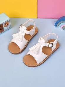 1 Pair Summer New Shiny Little Princess Soft Bottom Non-Slip Comfortable All-Match Girls New Roman Flat Sandals - White - View 3