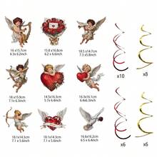 Valentines Day Ornament, Angel Heart Portable Hanging Swirl Decorations Art Craft Present - Red - View 8