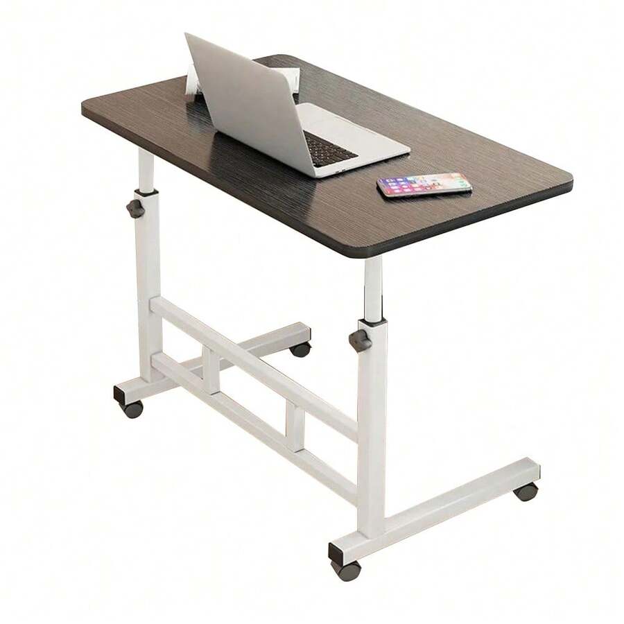 Mobile Computer Desk For Small Space, Adjustable Height Rolling Work Desk, Portable Standing Writing Desk With Wheels For Home Office Study Bedroom - 黑色 - 查看 1