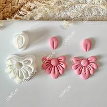 Irregular Geometric Shaped Lotus Flower Clay Cutters Soft Pottery Earrings Polymer Clay Mold DIY Jewelry Pendant Pottery Tools - Beige - View 6