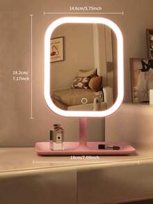 Rechargeable LED Makeup Mirror, 3 Lighting Modes, Touch Control, Adjustable Brightness, Portable Lighted Vanity Mirror, Travel Makeup Mirror With Lights - Multicolor - View 12