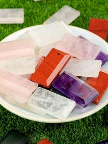 Faceted Natural Stone And Crystal Rectangular Three-Dimensional Charms For Jewelry Making.13*25mm Stone Charms For Necklace Earrings And Bag Charms.DIY Festive Gift Creations - Multicolor - View 2