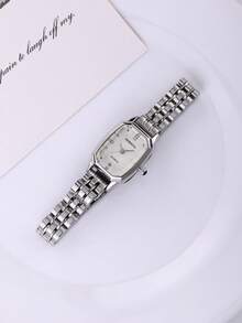 1pc Women's Stainless Steel Band Quartz Wrist Watch, Fashionable & Minimalist, Suitable For Daily Wear - one-size - View 9