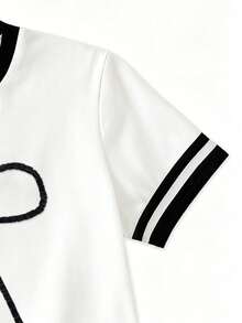 大码女式蝴蝶花朵印花圆领短袖T恤，柔软合身，四季皆宜，美国印制发货，休闲白色夏季款 - 白色 - 查看 4