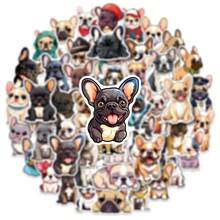 50张卡通法国斗牛犬涂鸦系列贴纸，适用于剪贴簿、日记、笔记本电脑、水瓶、汽车和其他信仰主题设计，带有积极信息的礼物 - 彩色 - 查看 4